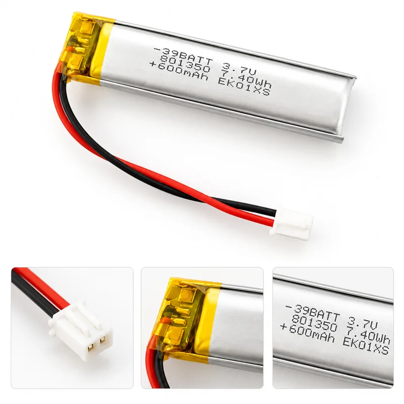 801350 500mAh 3.7V Rechargeable Li-Po Polymer Battery, 1-10pcs for Bluetooth Speaker/Headset/Smart Watch/Camera/MP3/GPS/DVD