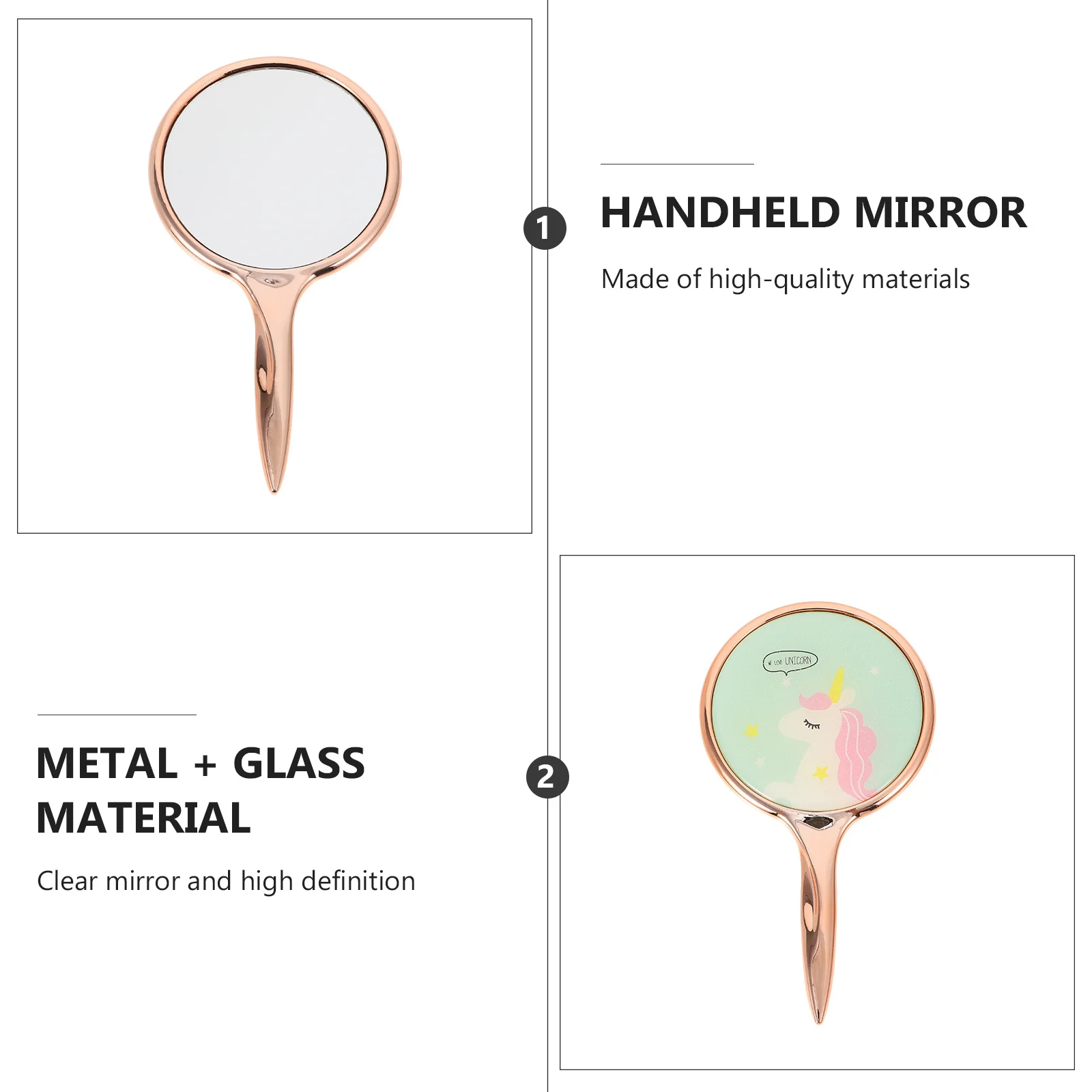 Specchio per trucco ergonomico portatile Dimensioni perfette per borsa Specchio portatile per donne Viaggi Uso quotidiano Accessori per il trucco