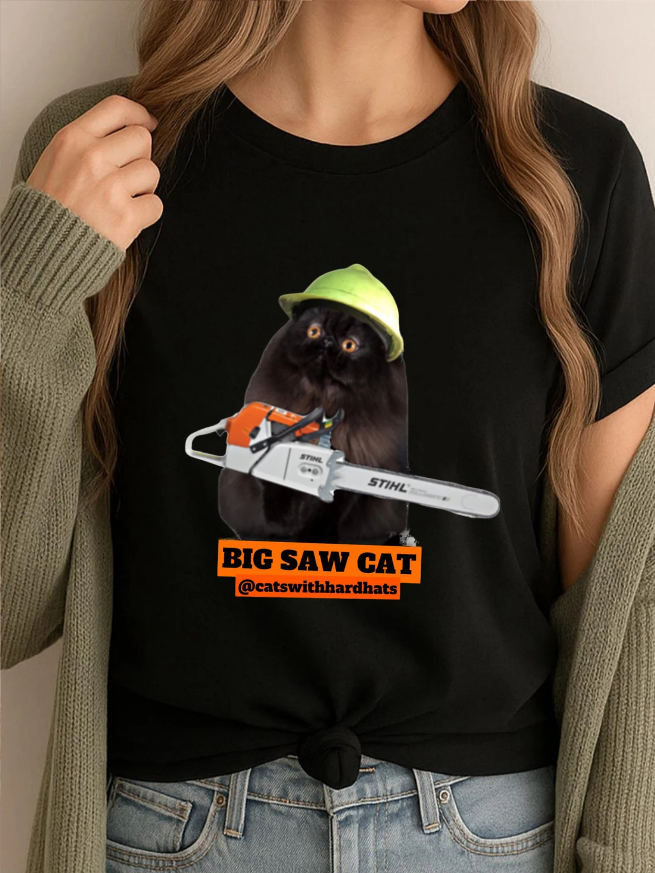 

Classic Printed Tees Big Chain Saw Cat Luxury Clothing Men Fashionable And Trendy Clothes Retro Tops & Tees