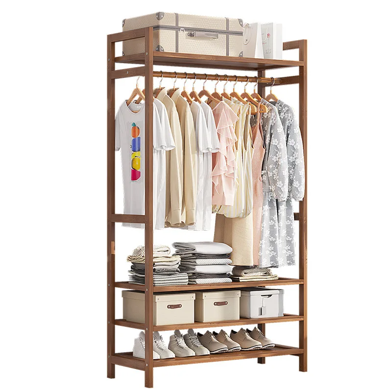 

Bedroom Solid Wood Wardrobe E****mical Shelf Floor Storage Coat Rack Storage Children