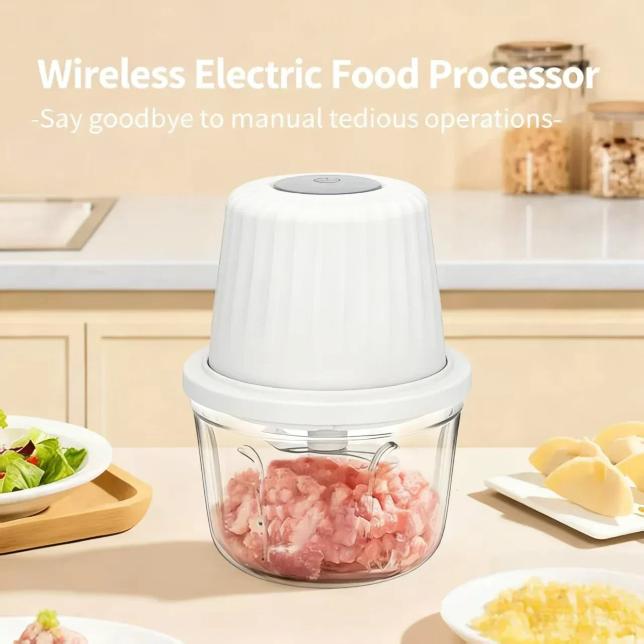400ML Electric Food Chopper ，6 Blades Garlic Grinder Mini Vegetable Chopper，USB Portable Veggie Chopper，Garlic Mincer