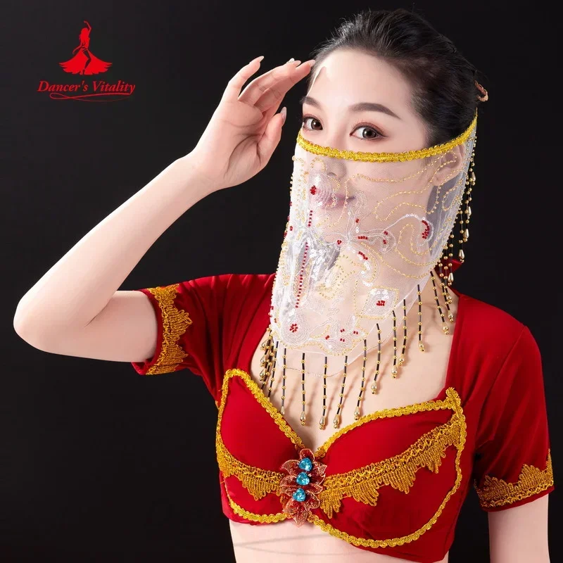 Belly Dance Accessory Mask for Women Advanced Sequin Tassel Gauze Veil Adult Oriental Belly Dancing Performance Accessories