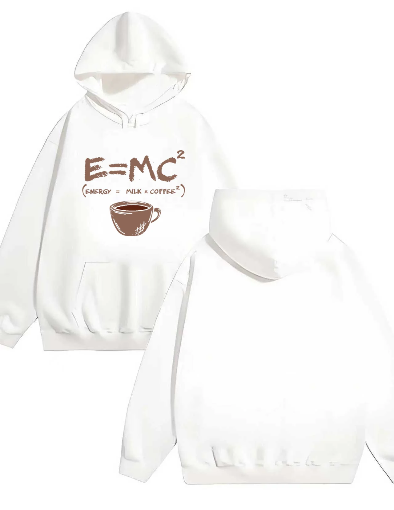 2025年新作のE=MC²コーヒー公式プリント入り330Gヘビーデューティーフード付きスウェットシャツは、男女問わず着用可能です。