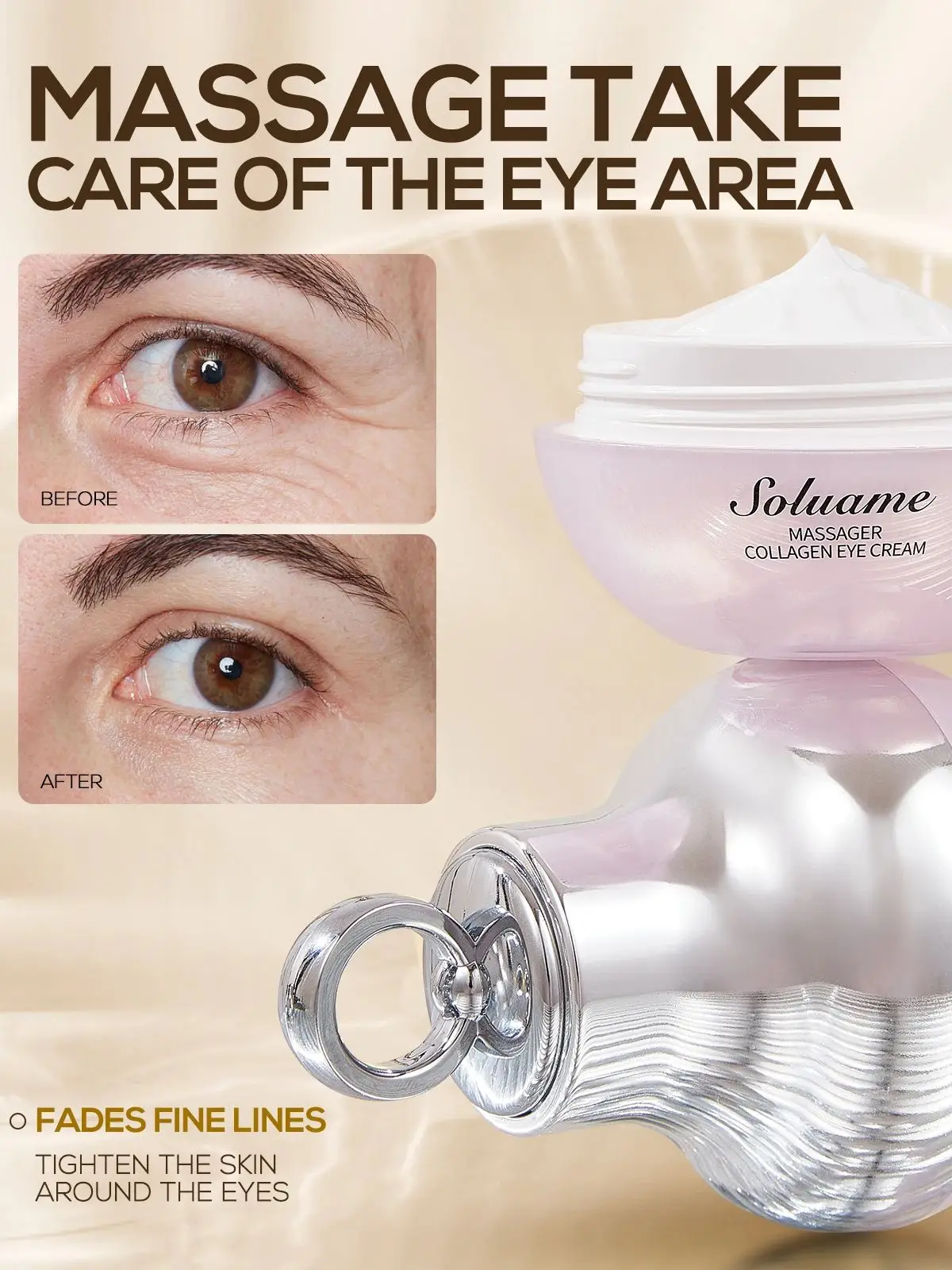 Collagen Massage Eye Cream & Neck Cream Set Hydrating & Firming Eye Contour, Neck Lotion with Massage Roller Easily Absorbed