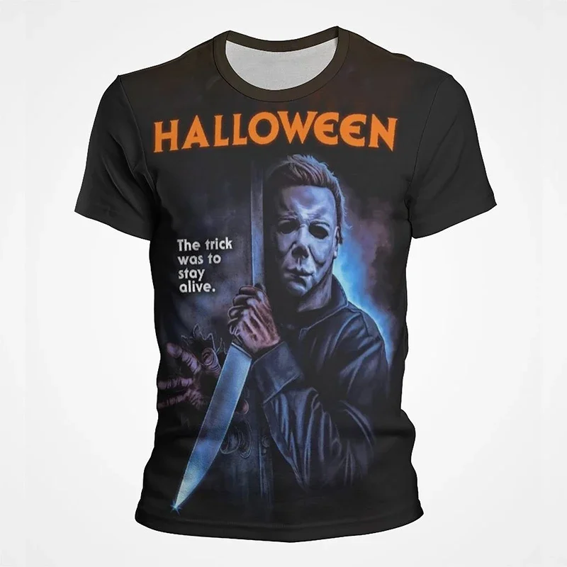 Halloween T-Shirt Horror Movie 3D Print Michael Myers Horror Streetwear Mens Cool Fashion Oversized T-Shirt Quick Dry T-Shirt To