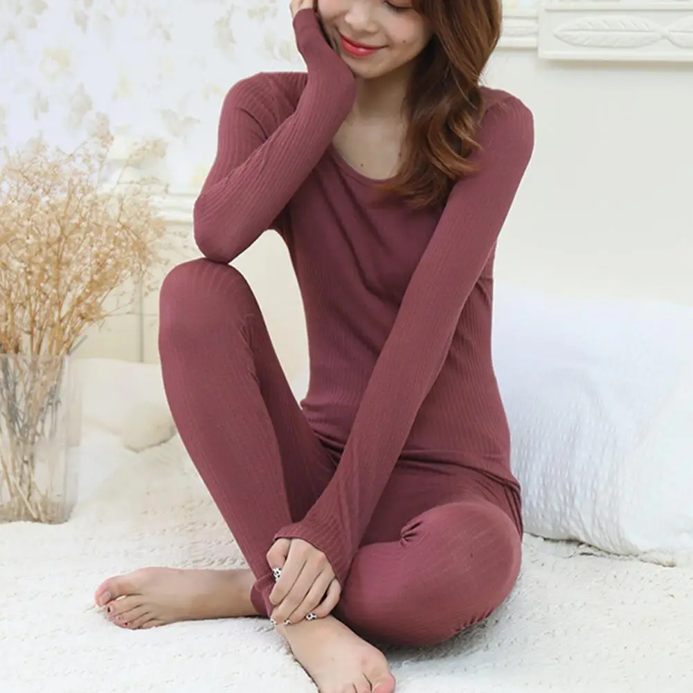 Autumn Women's Thermal Underwear Seamless Autumn Winter Warm Lingerie Thermal Clothing Set Pullover Trousers Underwear Top Pants