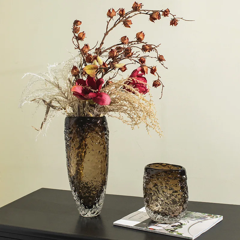 Amber Glass Vase, Hydroponic Plant Flowerpot, Desktop Decoration Flower Arrangement, Glass Container, Living Room Decoration