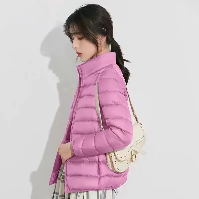 Autumn and Winter New 2025 Women's Lightweight Down Jacket Simple Fashion Collar Casual 90% White Duck Down Jacket