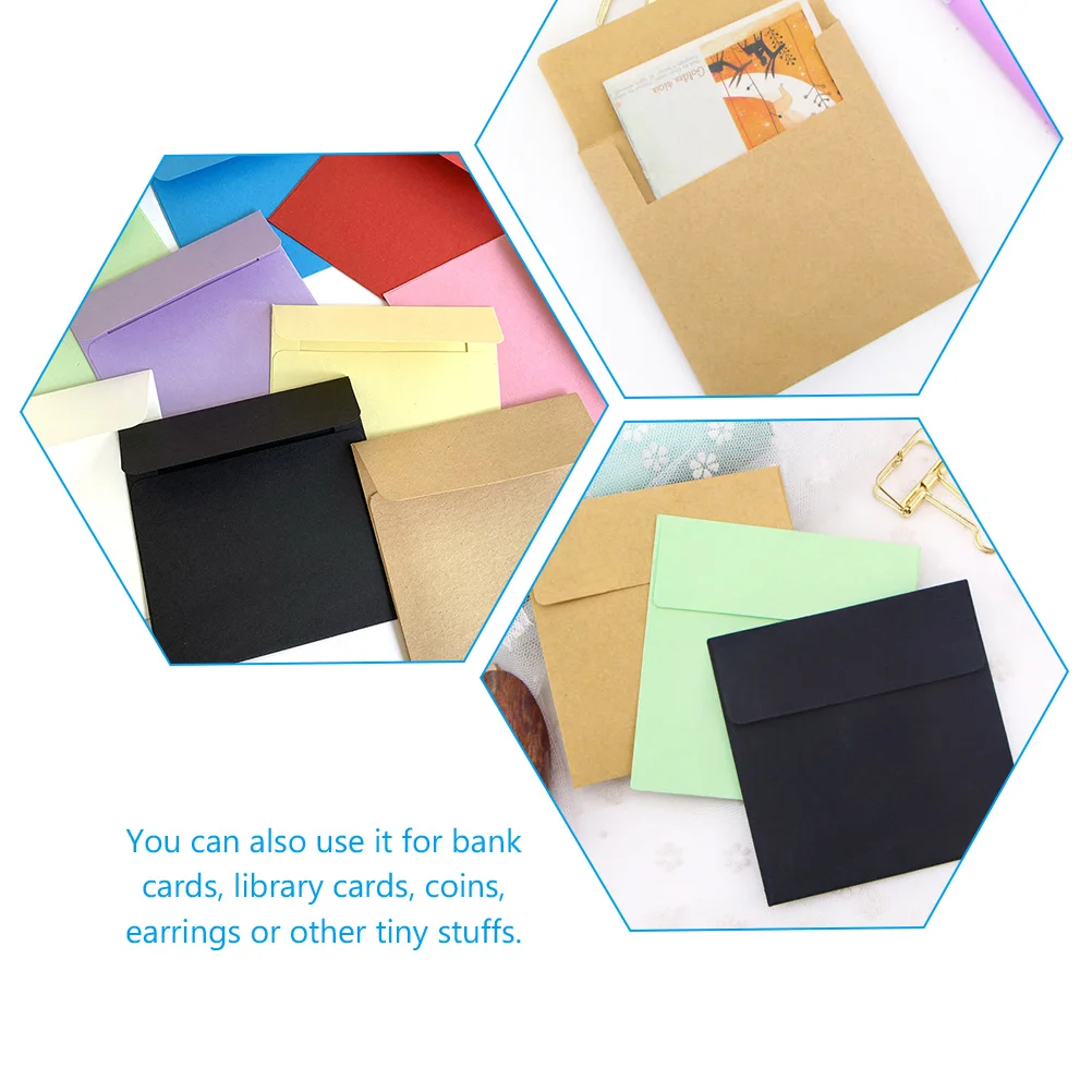 

100 Pcs Small Envelopes Kraft Paper Office Cards Simple Pocket Money Invitations Greeting Blank Coin Keys Cash