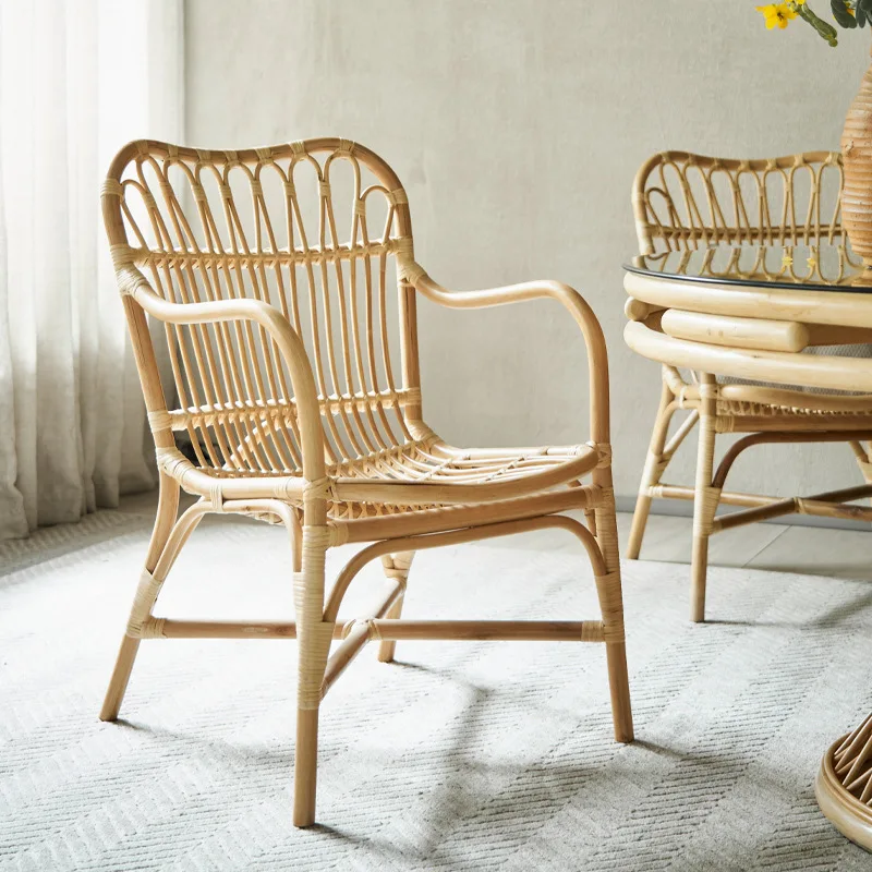 The product can be customized. Japanese simple dining chair Modern Nordic B&B restaurant natural rattan chair