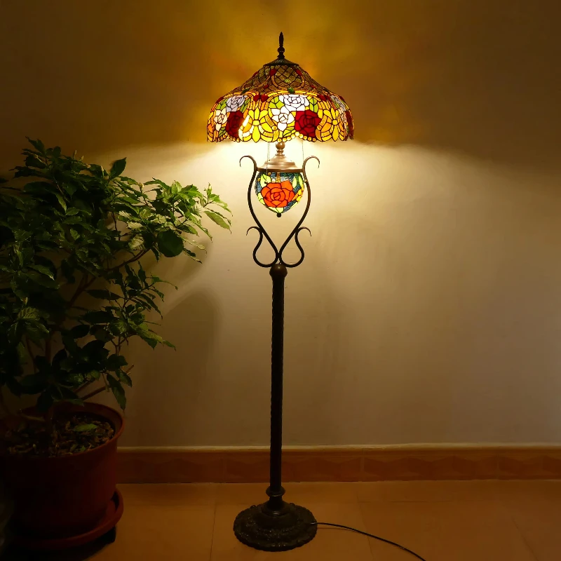 

18.11 inch wide handmade stained glass lampshade living room study hotel dining room decorative lighting floor lamp