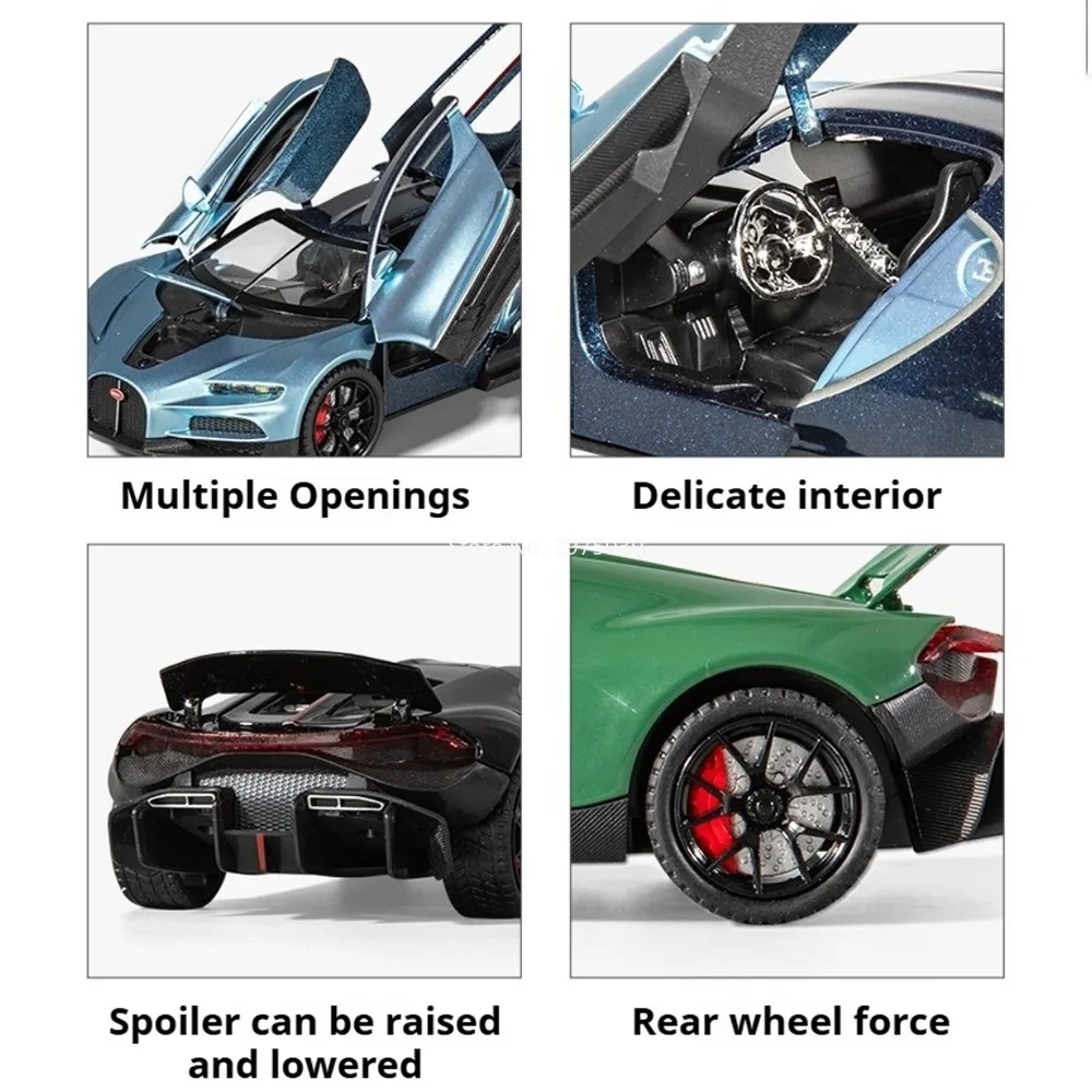 1:24 Bugatti Tourbillon-Autos, Legierungsmodelle, Spielzeug, Druckguss-Rad, zurückziehbare Miniatur-Autotüren, geöffnete Fahrzeuge für die Unterhaltung von Kindern