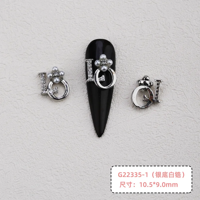 1Pair(2Pcs) LO And VE Nail Art Gold/Silver Sparkle Zircon Charms DIY Luxury Romantic Nail Pearl Alloy Charms Jewelry Strass