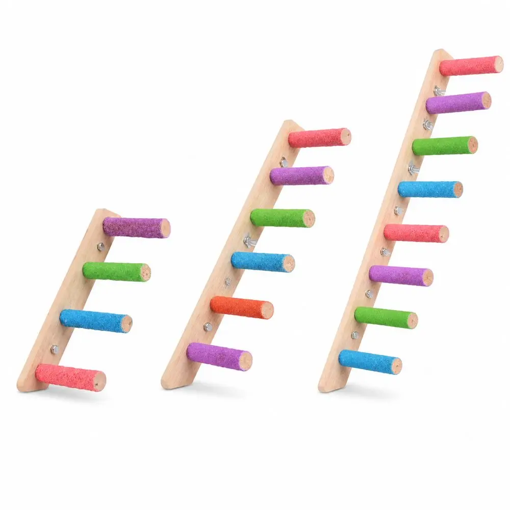 4/6/8 Step Bird Ladder Wood Colorful Perches Parrot Ladder Climbing Structure Beak And Claw Grinding Bird Climbing Toy