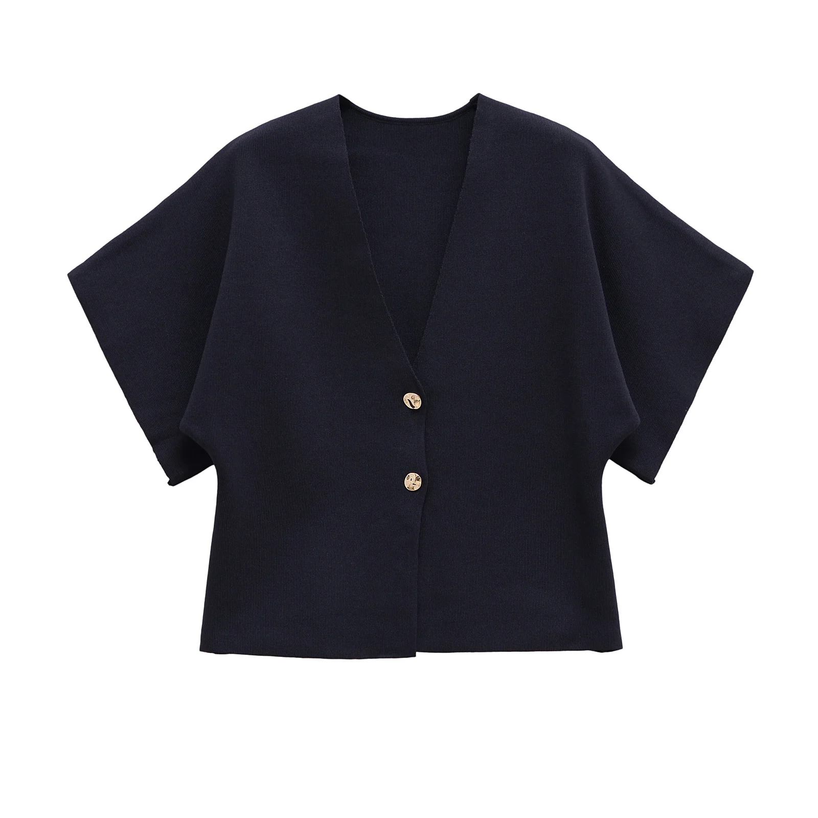 2025 Estate Autunno Donna Gilet lavorato a maglia Nuovo scollo a V Manica corta Cardigan lavorato a maglia Donna monopetto Vita alta Slim Top