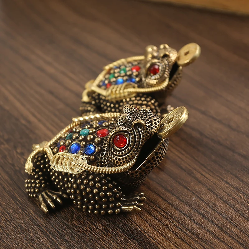 Feng Shui Toad Money LUCKY Fortune Wealth Chinese Golden Frog Toad Coin Home Office Decoration Lucky Gifts Tabletop Ornaments