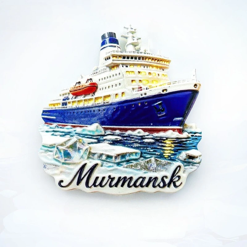 Murmansk Russia Fridge Magnet - Sturdy 3D Blue Icebreaker Souvenir Unique Arctic Circle Travel Gift for Adventure Nautical Decor