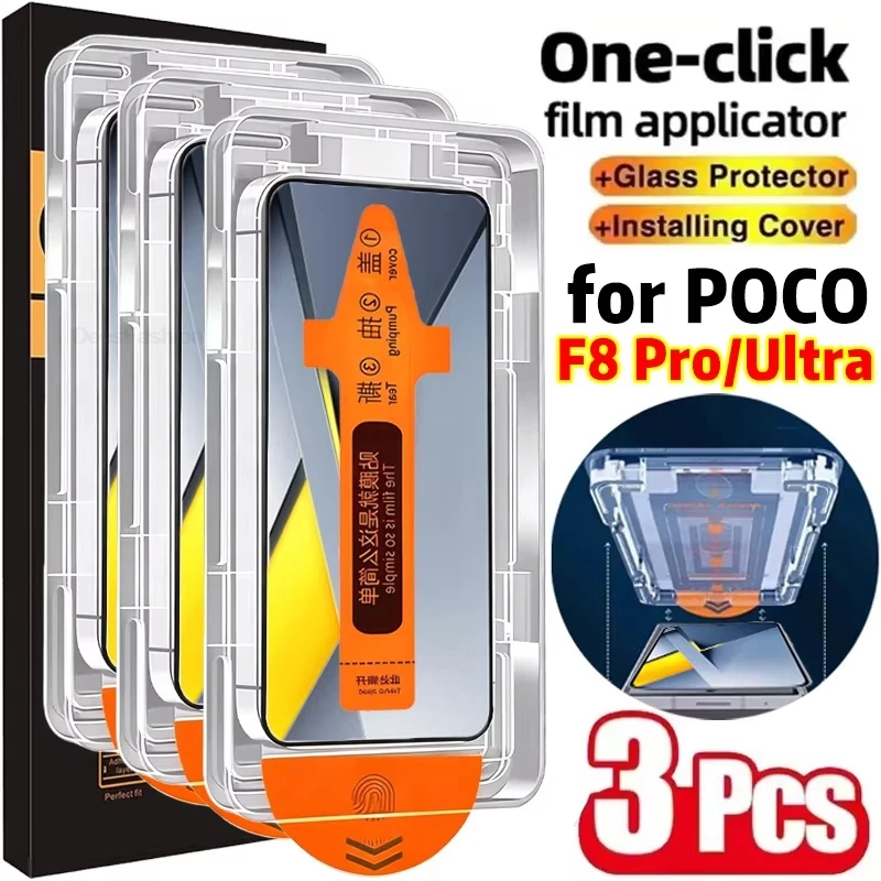 1-3 Stück einfach zu installierende Displayschutzfolie für POCO F8 Pro F8 Ultra, bruchsicheres gehärtetes Glas, staubfreie Folie für Poco X8 Pro Max
