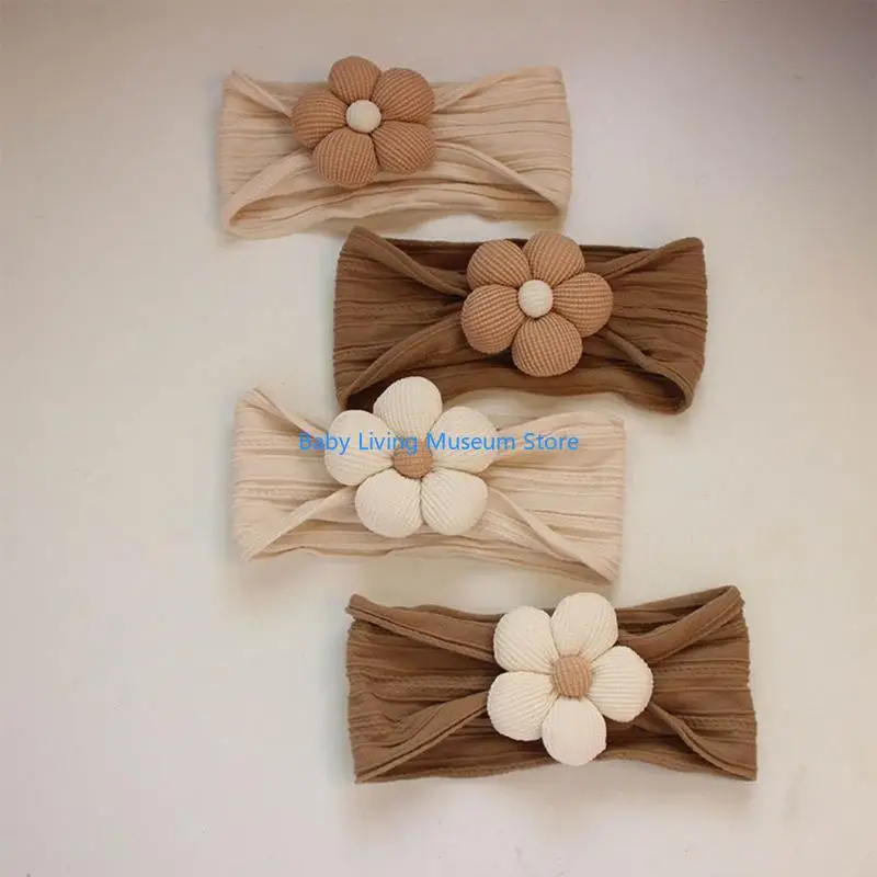 

P31C Elastic Hair Band Flower Baby Jacquard Hairband Soft Wide Baby Headband