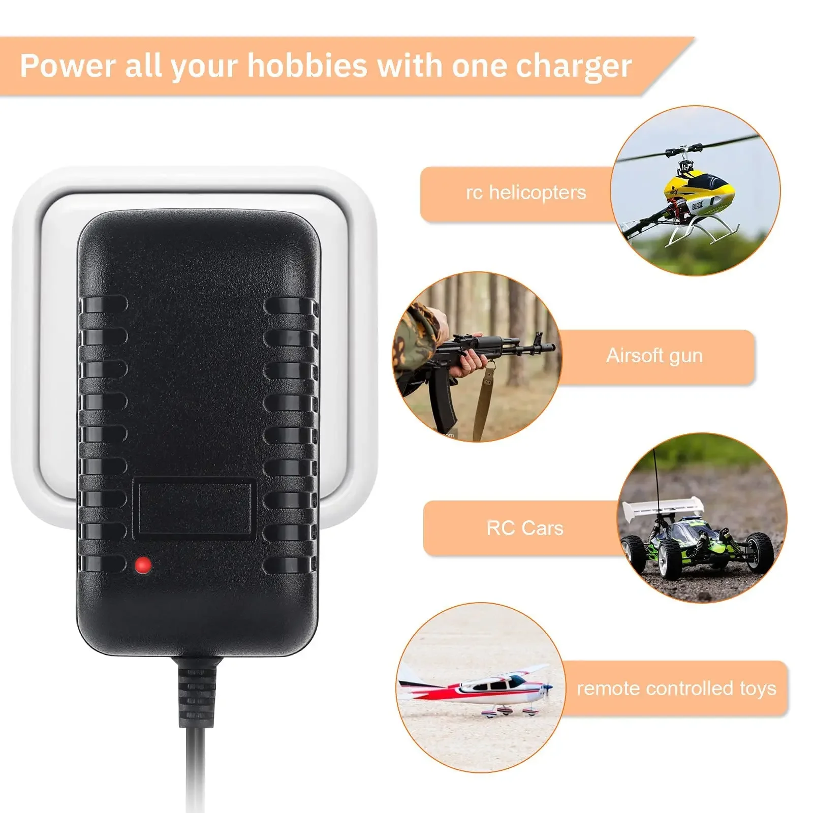 شاحن بطارية RC 9 في 1 لـ 4.8 فولت 7.2 فولت 8.4 فولت 9.6 فولت NiMH/NiCD، شاحن سيارة RC لبطارية Traxxas 2.4 فولت-12 فولت NiMH/NiCD