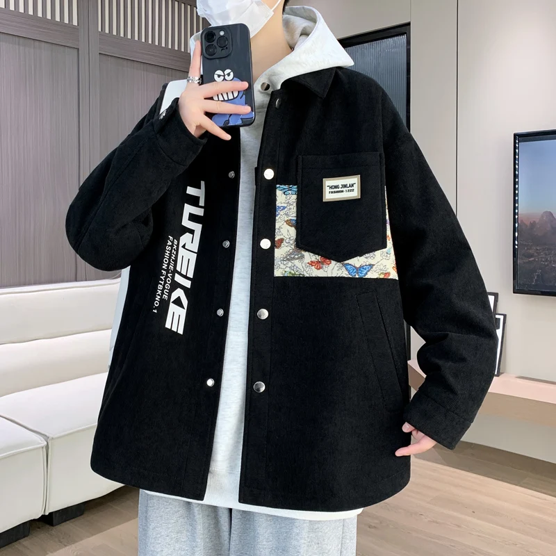Spring /Autumn men Fashion Trend Lapel Jacket Men's High Quality Comfortable Large Size Casual Versatile Long Sleeve Jacket
