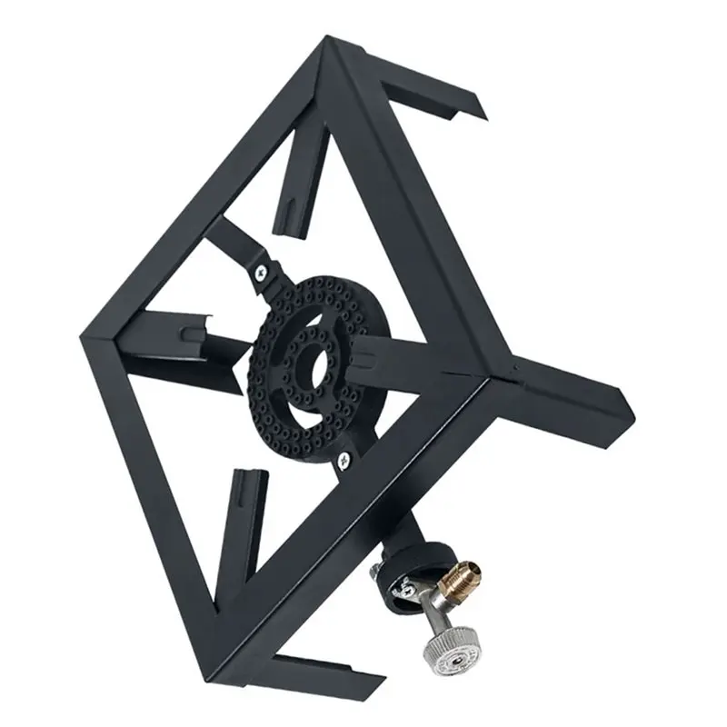 ABGH-Outdoor Cooker Cast Iron Stove Gas Boiling Ring Large LPG Stove Portable Fire Control Stove Iron Frame