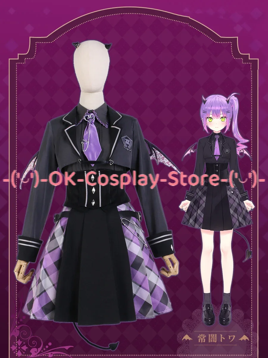 Tokoyami Towa Cosplay Costume Women Cute Party Dress Suit With Horn Tail Halloween Carnival Uniforms Custom Made