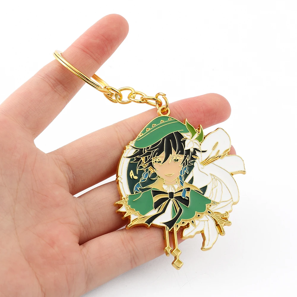 Game Genshin Impact Keychain Cute Anime Figure Venti Alloy Pendant Keyring Car Backpack Key Holder Jewelry Accessories Gifts image 2