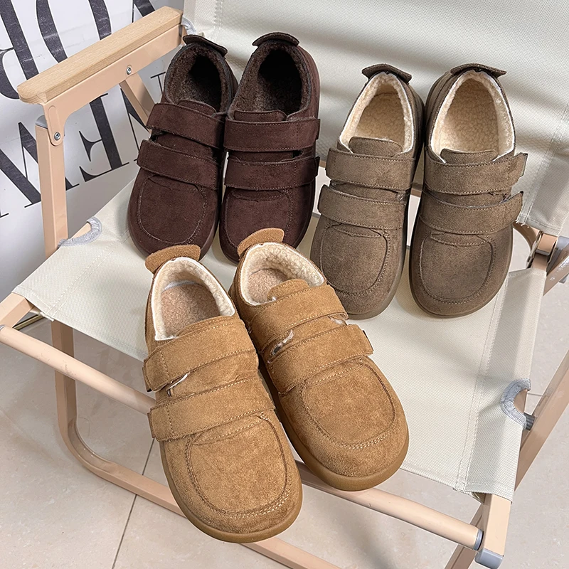 

Winter Thiened Fce Lined Slip-On Warm Birkenoes Casual Cotton Slippers Lazy oes round Toe Flat Heel Color