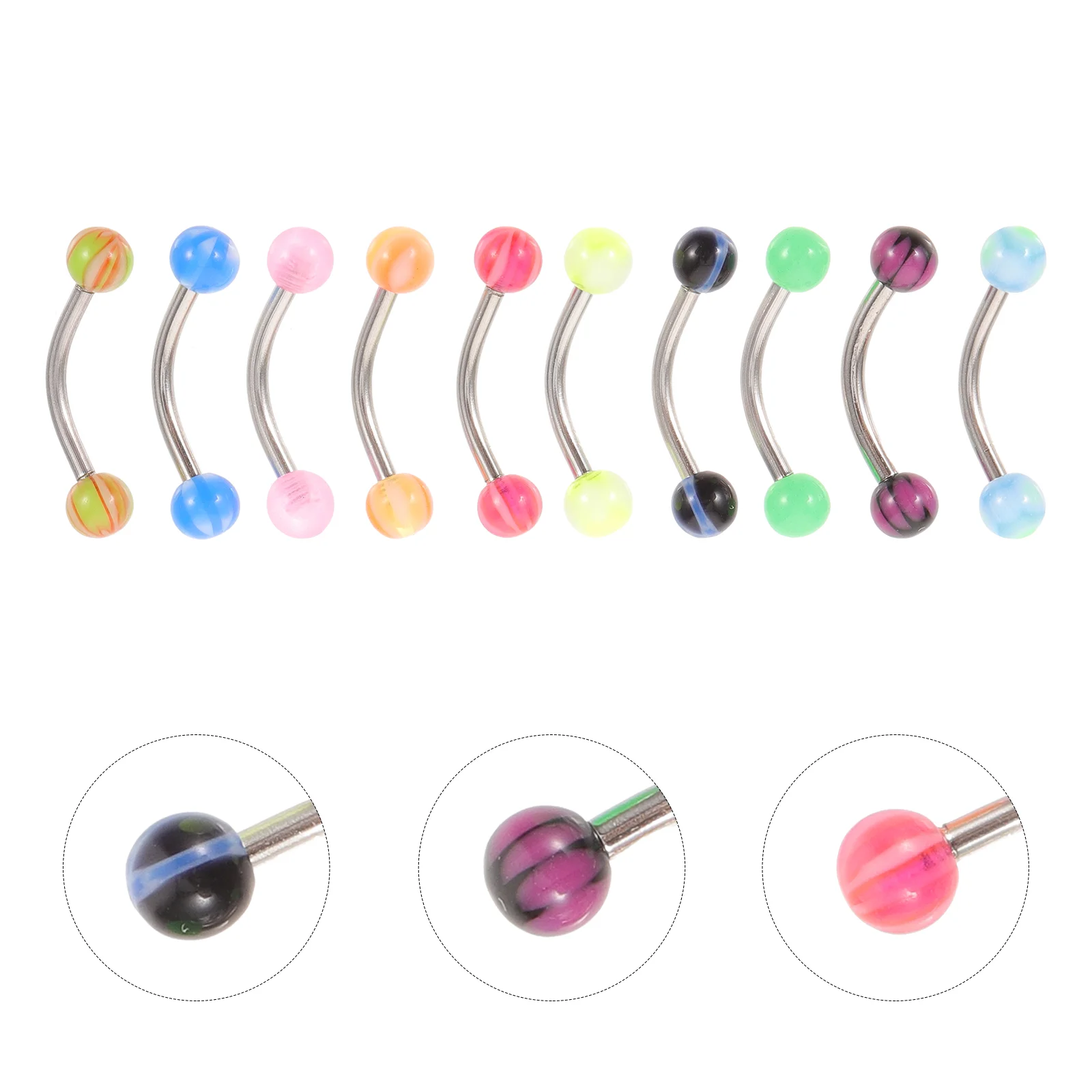 

30 Pcs Eyebrow Rings Piercing Jewelry Stainless Steel Women Girls Accessories Metal Body Delicate Party