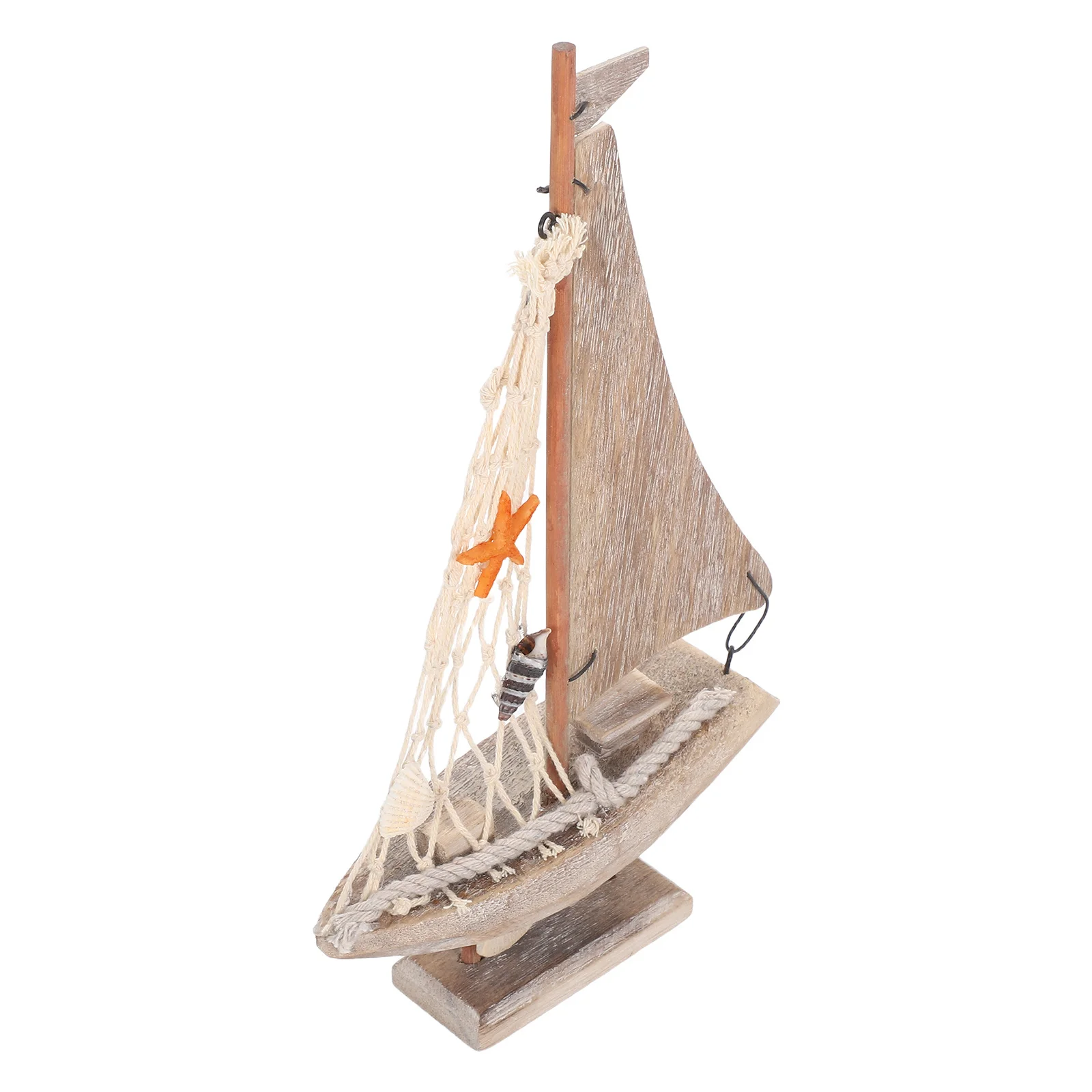 

Retro Ship Handcrafted Wooden Sailboat Ornament Small Nautical Boat Decor For Home Office Tabletop Decoration