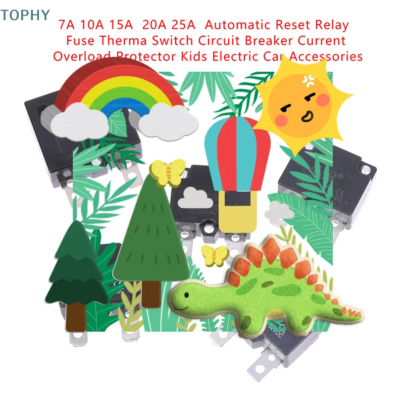 

7A 10A 15A Automatic Reset Relay Fuse Therma Switch Circuit Breaker Current Overload Protector Kids Electric Car Accessories