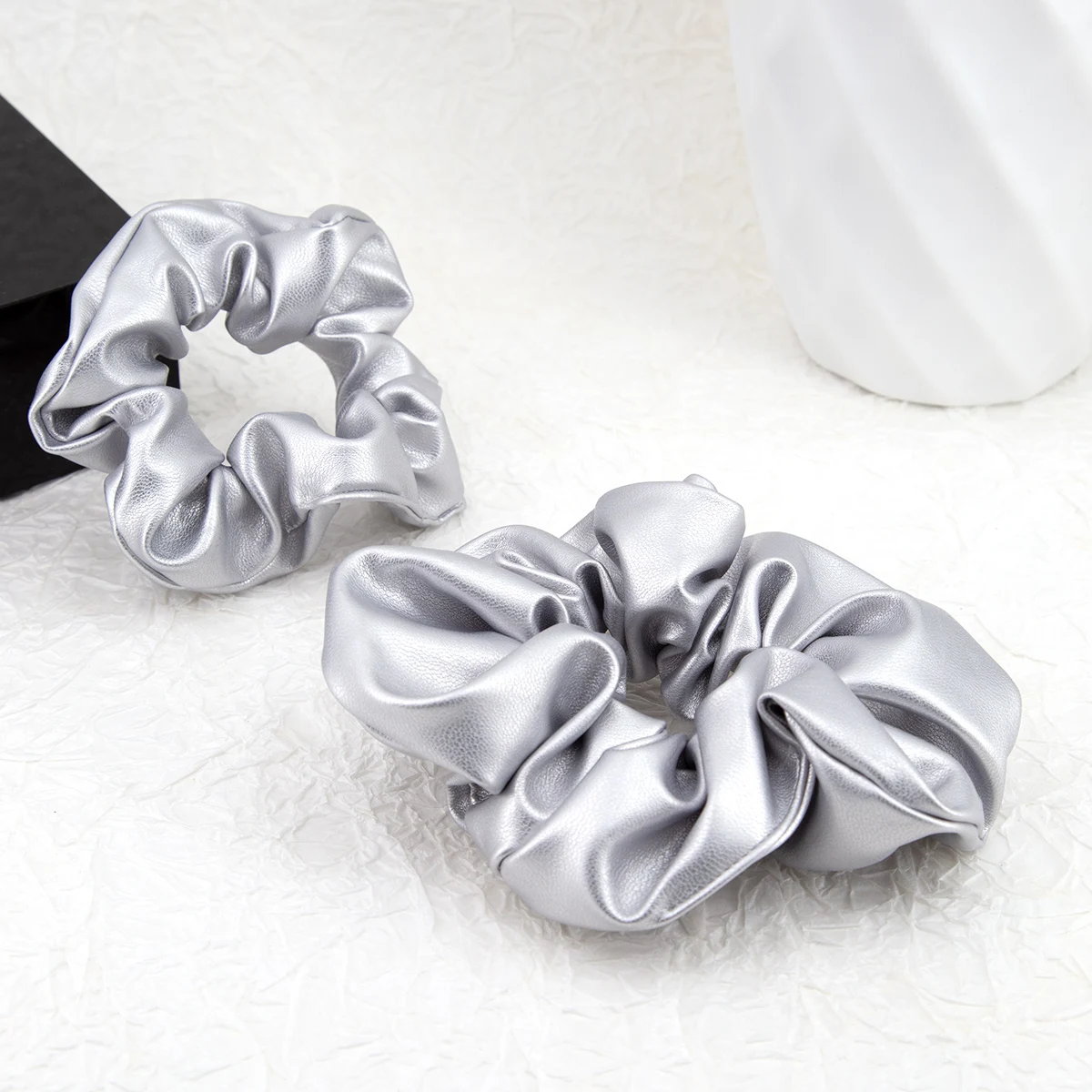 10/14 cm Scrunchies Metall Silber Farbe Mittelgroße Haargummi Süßes einfaches elastisches Haarband Damen Haarschmuck Tägliche Kopfbedeckung