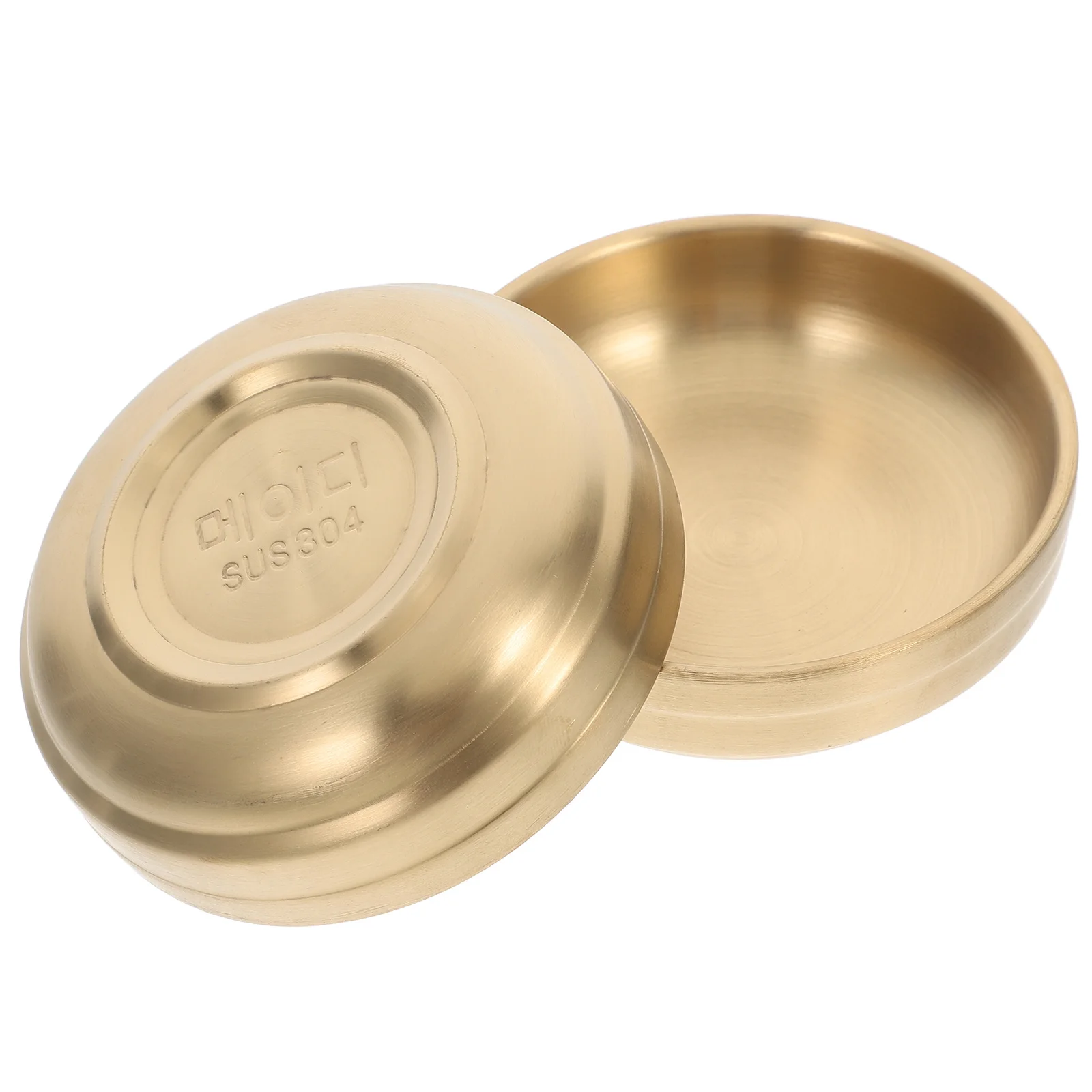 

2Pcs Korean Stainless Steel Seasoning Dish Set Small Appetizer Serving Plate Portable Condiment Bowl Kitchen Tableware for Home