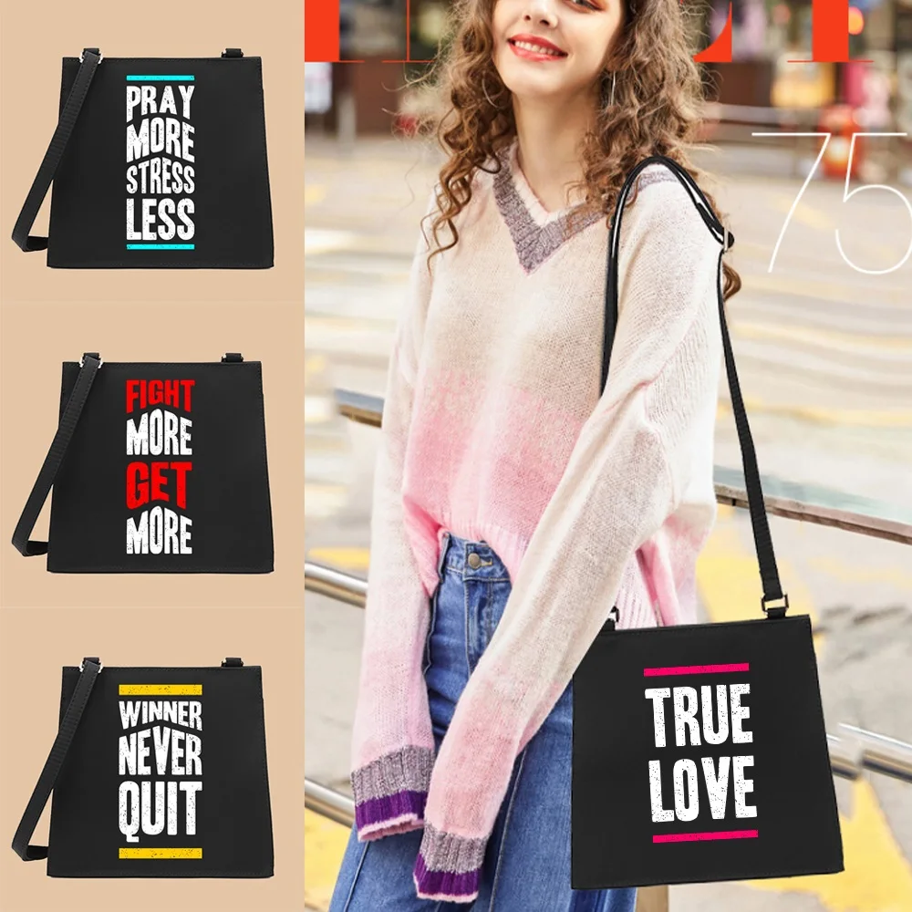 Adjustable Crossbody Square Bags 2022 Women Commuter Messenger Case Fashion Shoulder Casual Dinner Bag Phrase Pattern