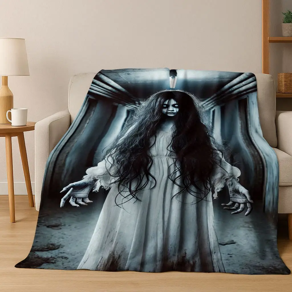 26 Style Terrifying Ghost Spirit Apparition Specter Gothic Flannel Blanket,Cozy Soft Throw Blanket for Home Bedroom Bed Sofa