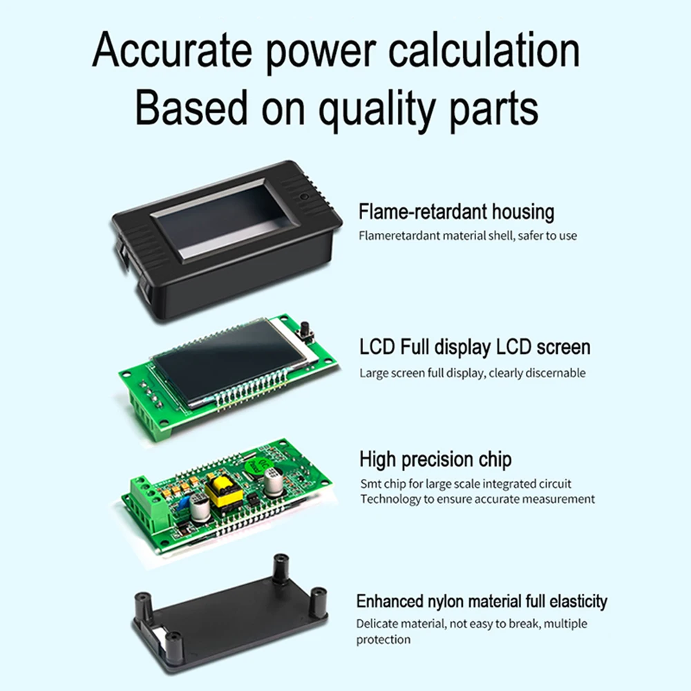 22000W AC80~260V Voltmeter Ammeter Car Battery Tester Power Frequency Energy Power Factor Voltage Current Meter Monitor 10A 100A