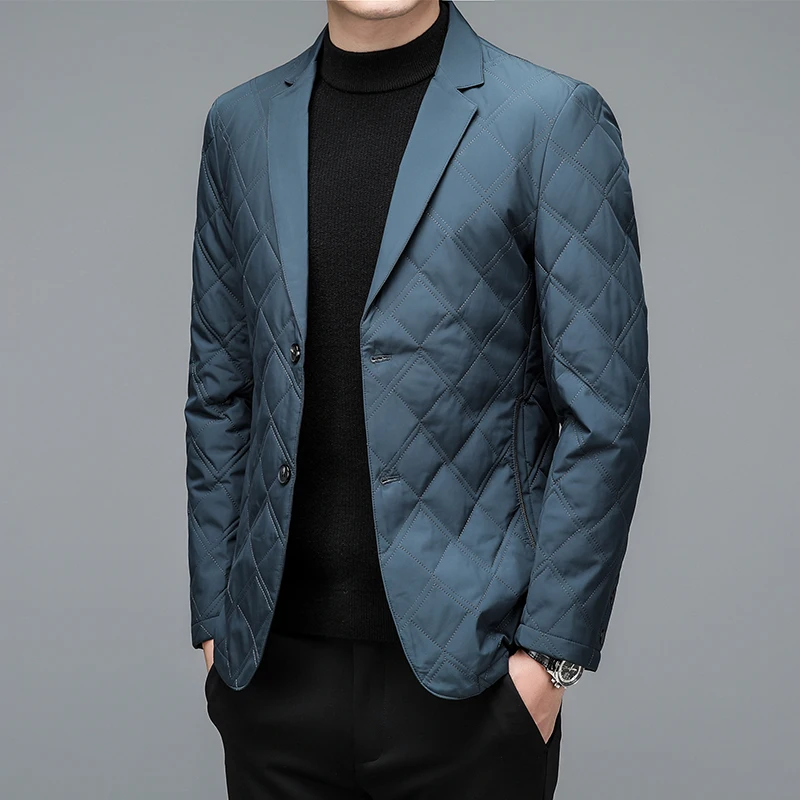 High-quality Leisure Mulberry Silk Suit Fashionable Handsome Cotton-padded Jacket Young Men\'s Suit Collar Cotton-padded Jacket