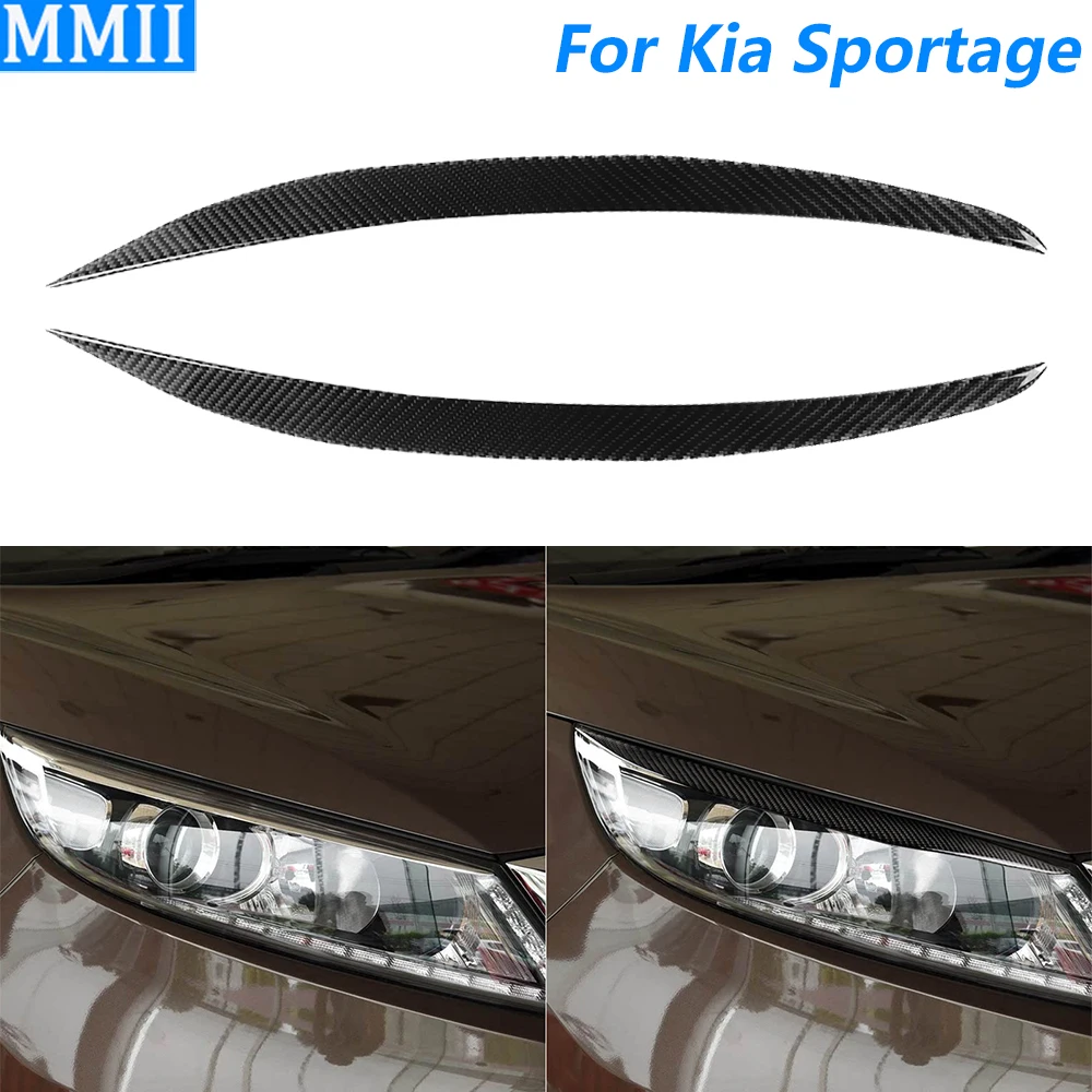 

For Kia Sportage 2011-2016 Carbon Fiber Front Headlight Eyelid Eyebrow Panel Decorative Strip Car Accessories Decoration Sticker