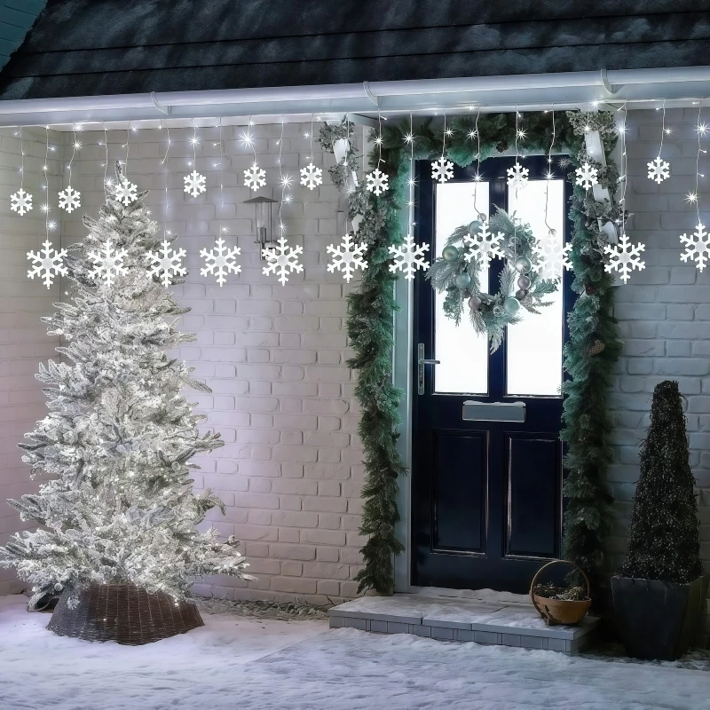 USB Snowflake String Lights 8 Modes Remote Control LED Lamp Warm White & Multicolor for Home Window Wedding Christmas Holiday In