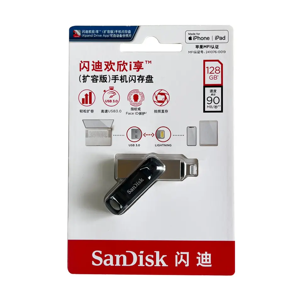 SanDisk USB Flash Drive iXpand OTG Lightning USB 3.0 Stick 256GB 128GB 64GB Pen Drive MFi For iPhone & iPad and USB U Disk OTG - 6