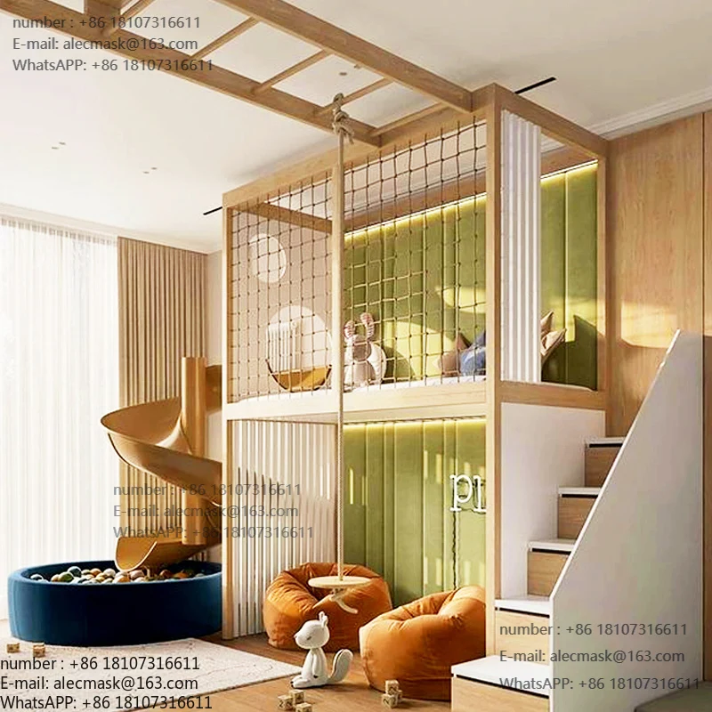 

Children's room: swivel sliding bed, solid wood bunk bed, children's playroom