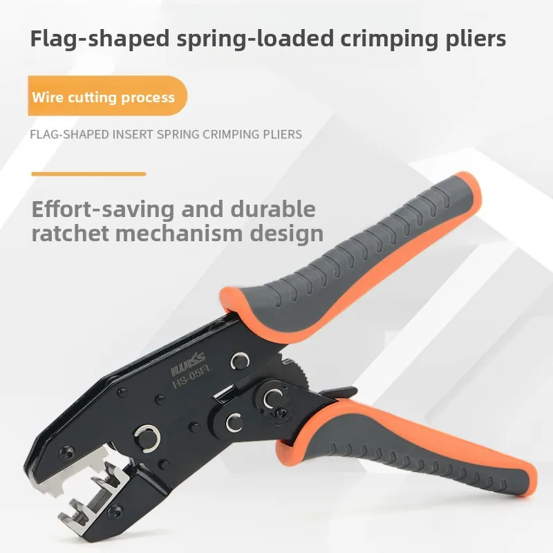 Terminal Crimping Plier, L-shaped Angled Crimper 4.8/6.3mm Bare Terminal Electrical Wiring
