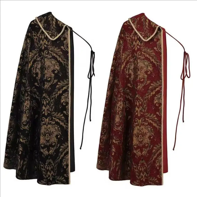 Mittelalterliches Renaissance-Aristokraten-Komplettoutfit Tudor Königlicher Halbschulter-Umhang Vintage Cape Halloween Bühnen-Cosplay