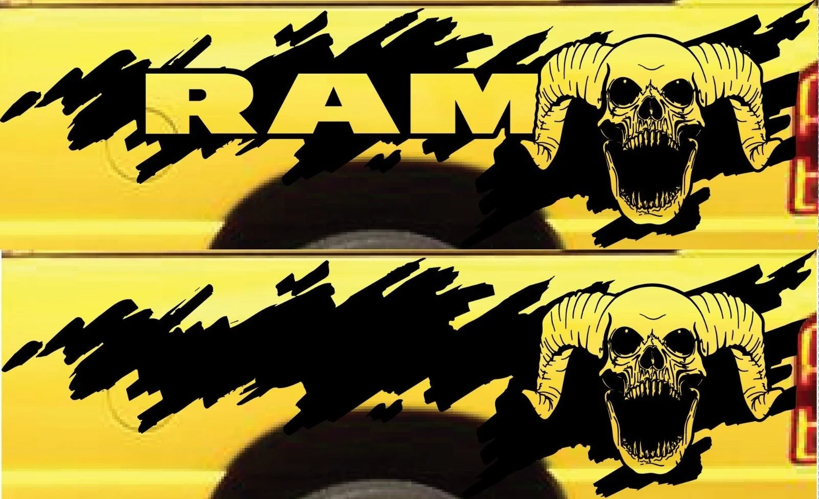 

For 2xDodge Ram Splash Grunge Skull Logo Vinyl Sticker Decal Graphic Reflective Camo Car styling