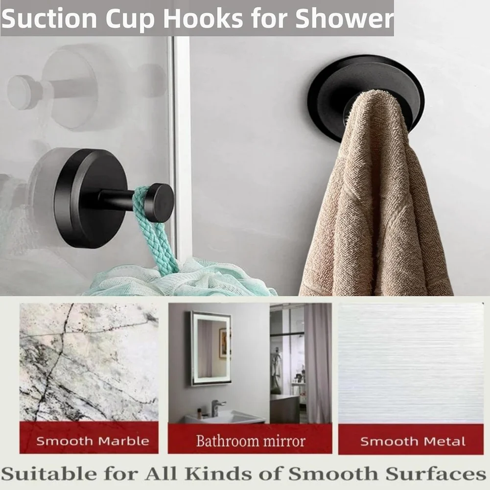 4PCS Suction Cup Hooks For Shower Wall No Drill Hook Removable Reusable Towel Hooks For Kitchen Glass Door Window