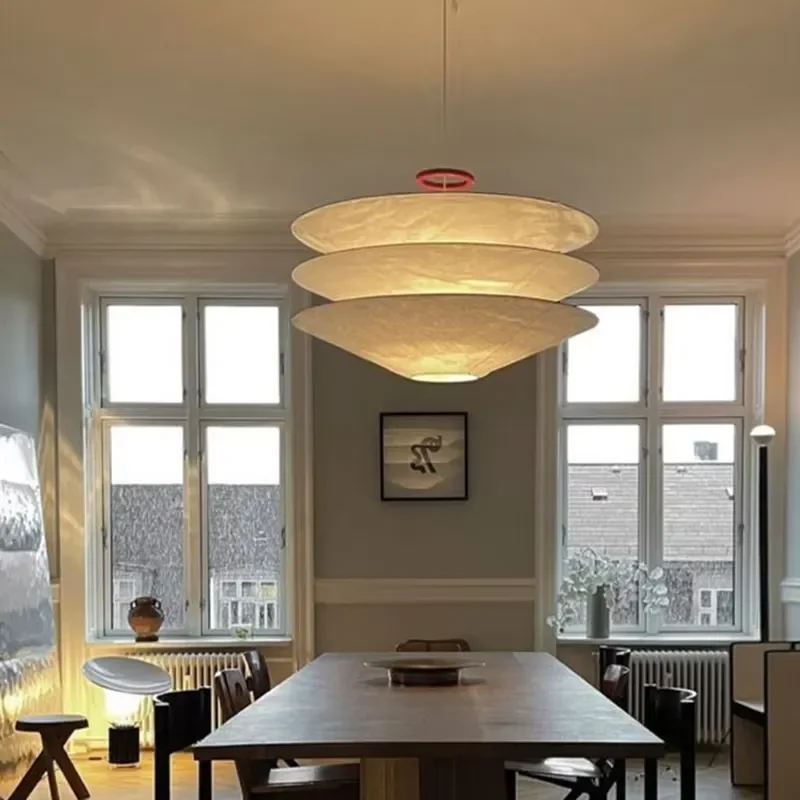Nordic Minimalist Dupont Paper Wabi Sabi Chandelier Living Dining Room Bedroom Pendant Lamp Restaurant Bar Hanging Light
