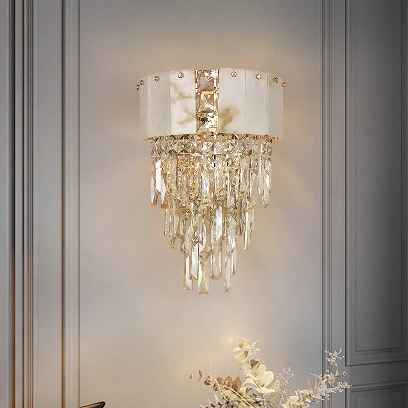 

Luxury Crystal Wall Lights Sconce for Living Room Staircase Corrdiors LED Crystal Wall Lamp Beside Bedroom Vila TV Background