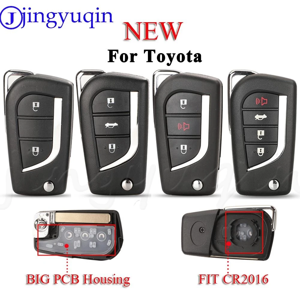 jingyuqin 2/3/4BTN Flip Folding Remote Key Shell For Toyota Levin Camry Reiz Highlander Corolla Key Case VA2 Toy48 Toy43