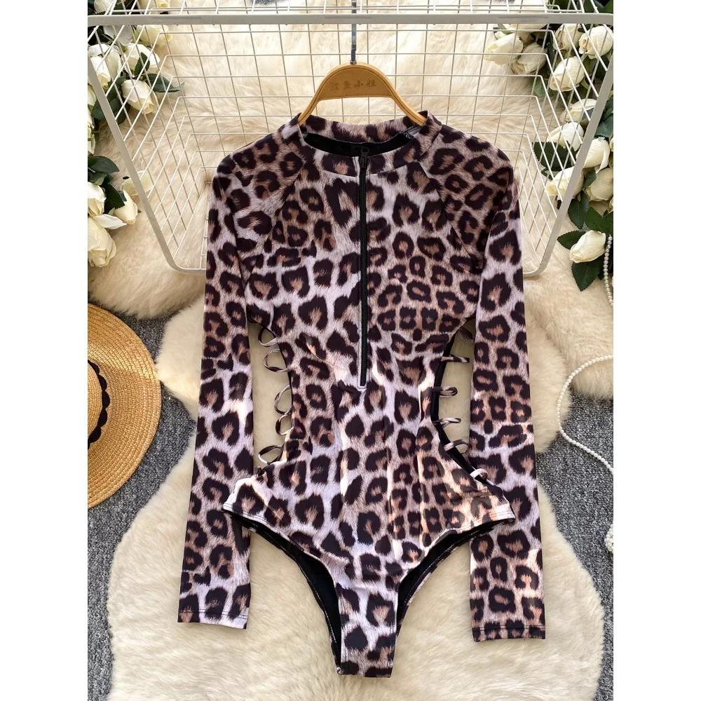 

Women Hotsweet Vintage print hollow out Bodysuits Chic long sleeve Jumpsuits Top Rompers Sexy Clothing